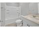 Clean bathroom with a shower/tub combo and vanity at 3494 Brezine Ave, Henderson, NV 89044