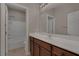 Bathroom boasts a vanity with a large mirror and shower/tub combo at 634 Wounded Star Ave, Las Vegas, NV 89178