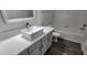 Stylish bathroom with a vessel sink and gray cabinets at 2300 E Silverado Ranch Blvd # 1151, Las Vegas, NV 89183