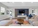 Modern living room with built-in media wall and comfortable seating at 286 Chartan Ave, Las Vegas, NV 89183