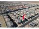 Aerial view showing the community pool and home's proximity at 2905 Bahama Yellow Ave, North Las Vegas, NV 89086