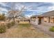 Landscaped backyard featuring a covered patio and grassy area at 462 Golden State St, Henderson, NV 89012