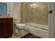 Clean bathroom with tub, shower, and modern vanity at 4638 Evan Ridge Ct, Las Vegas, NV 89129