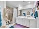 Double vanity bathroom with shower and modern fixtures at 2097 Audrey Hepburn St, Las Vegas, NV 89142