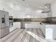 Modern kitchen featuring white cabinets, stainless steel appliances, and wood-look floors at 3760 Yorba Linda Dr, Las Vegas, NV 89122