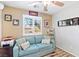 Bedroom with home office space and ceiling fan at 2225 Chandler Ranch Pl, Laughlin, NV 89029