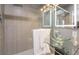 Clean bathroom with glass sink and shower at 3829 Delaware Ln, Las Vegas, NV 89169