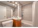 Clean bathroom with tub, shower, and updated vanity at 3829 Delaware Ln, Las Vegas, NV 89169
