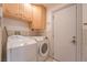 Convenient laundry room with washer, dryer and extra storage at 3829 Delaware Ln, Las Vegas, NV 89169