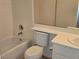 Clean bathroom with a shower/tub combo and vanity at 502 Pale Pueblo Ct, Las Vegas, NV 89183