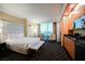 King bed and kitchenette with a stunning city view at 2000 Fashion Show Dr # 5400, Las Vegas, NV 89109