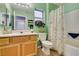 Bathroom with shower/tub combo and wood vanity at 2091 Poppywood Ave, Henderson, NV 89012