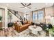 Living room with leather sofa and coffee table at 3615 Bitonto Ln, Henderson, NV 89044