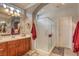 Elegant bathroom with double vanity, large shower, and ample storage at 5741 Pleasant Palms St, North Las Vegas, NV 89081