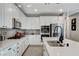 Modern kitchen with white cabinets, island, and stainless steel appliances at 889 Ariel Heights Ave, Las Vegas, NV 89138