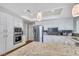 Bright kitchen features granite island, white cabinets, and stainless steel appliances at 1926 Dresden Ct, Henderson, NV 89014