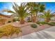 Landscaped front yard with mature palm trees and drought-tolerant plants at 2373 Rosendale Village Ave, Henderson, NV 89052