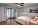 Charming bedroom with backyard access and a ceiling fan at 2505 Laurie Dr, Las Vegas, NV 89102