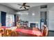 Dining room with hardwood floors, fireplace and built-in cabinet at 4421 Rodman Dr, Las Vegas, NV 89130