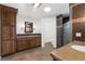 Bathroom boasts double sinks, a shower, and wood-look floors at 659 I, Boulder City, NV 89005