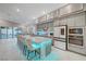 Modern kitchen with gray cabinets, stainless steel appliances and island with seating at 11870 Star Grass Ave, Las Vegas, NV 89138