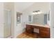 Bathroom with double vanity, granite countertop, and shower at 1420 Ellen Tracy Way, Henderson, NV 89014