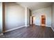 Spacious bedroom with hardwood floors and access to bathroom at 150 N Las Vegas Blvd # 2302, Las Vegas, NV 89101