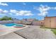 Inviting backyard oasis with a sparkling pool and spa at 1627 Candice St, Las Vegas, NV 89156