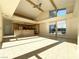 Sunlit living room with high ceilings, exposed beams, and kitchen views at 1761 Augusta St, Pahrump, NV 89048