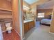 Bathroom features a double vanity and access to a toilet and shower at 2558 Sparrow Way, Pahrump, NV 89048