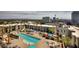 Aerial view of community pool, hot tub, and lounge area at 353 E Bonneville Ave # 503, Las Vegas, NV 89101