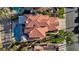 Aerial view of single-Gathering home with pool and landscaped yard at 7500 Orange Haze Way, Las Vegas, NV 89149