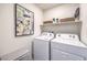 Laundry room with washer, dryer, and shelving at 7835 Pandora Sky St # 461, North Las Vegas, NV 89084