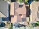 Aerial view of house with tile roof and backyard at 185 Rocky Star St, Henderson, NV 89012