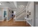 Elegant entryway with hardwood floors and staircase at 3141 E Katie Ave, Las Vegas, NV 89121