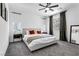 Spacious bedroom with a king-size bed and ceiling fan at 92 Kimberlite Dr, Henderson, NV 89011