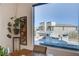View from dining room shows a backyard pool and modern homes at 1968 Regal Bluff Dr, Henderson, NV 89052