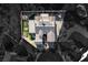 Overhead view of a house with solar panels, landscaping, and a desert setting at 2149 Cedar River Ct, Henderson, NV 89044
