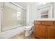 Clean bathroom with shower/tub combo and vanity at 2149 Cedar River Ct, Henderson, NV 89044