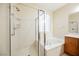 Bathroom with shower, bathtub, and glass enclosure at 2149 Cedar River Ct, Henderson, NV 89044