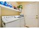 Laundry room with washer, dryer, and storage shelves at 6250 Pale Pavilion Ave, Las Vegas, NV 89139