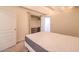 Bedroom with carpeted floor, closet, and string lights at 635 8Th St, Boulder City, NV 89005