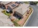 Aerial view of home with backyard patio and shed at 7611 Phoenix Peak St, Las Vegas, NV 89166
