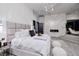 Luxurious bedroom with a fireplace, neutral tones, and a king-size bed for ultimate relaxation at 1 Boulderback Dr, Henderson, NV 89012