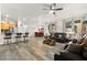 Open concept living area with hardwood floors and a view of the kitchen at 2134 Dillons Cove Dr, Laughlin, NV 89029