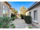 Private courtyard with lush greenery and stone pathway at 29 Desert Highlands Dr, Henderson, NV 89052