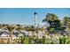 An aerial view of the property with a view of the Stratosphere Tower in the background at 1964 Westwind Rd, Las Vegas, NV 89146