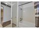 Bathroom featuring a shower-tub combination with a decorative shower curtain at 26 E Serene Ave # 124, Las Vegas, NV 89123