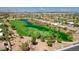 Scenic aerial shot of the Siena community's golf course, featuring a pond and manicured green at 5201 Progresso St, Las Vegas, NV 89135