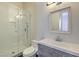 Modern bathroom with white subway tile and gray vanity at 5423 San Florentine Ave, Las Vegas, NV 89141